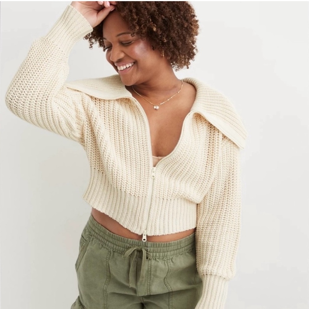 Aerie Cozy Cream Knit Sweater - Size Small